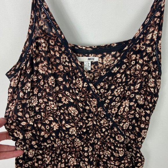 Revolve Ditzy Floral Romper Playsuit Size Large Brown Black Boho Festival Amuse - Picture 4 of 11